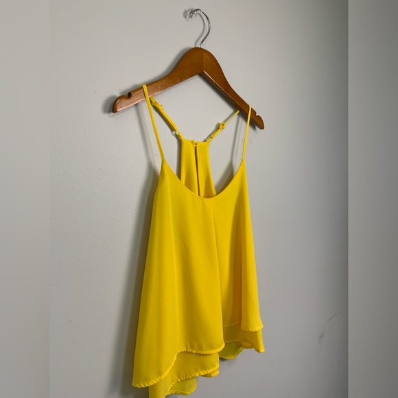 Ambiance Apparel Yellow Chiffon Cami Top Sz S - Picture 2 of 7